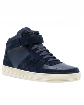 Tom Ford Leather and Suede High-Top Sneakers with Velcro Strap