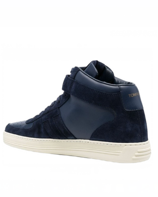 Tom Ford Leather and Suede High-Top Sneakers with Velcro Strap