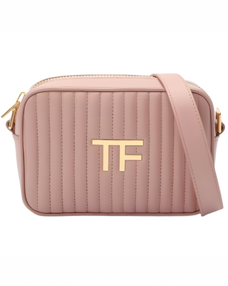 Tom Ford Pink Quilted Leather TF Logo Camera Bag