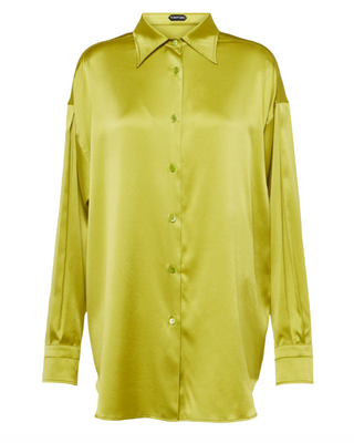 Tom Ford Green Silk Oversized Point-Collar Shirt