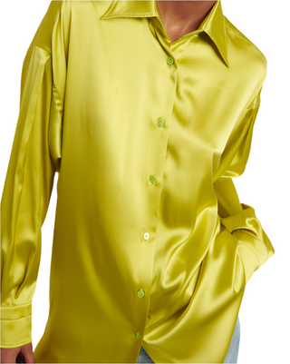 Tom Ford Green Silk Oversized Point-Collar Shirt