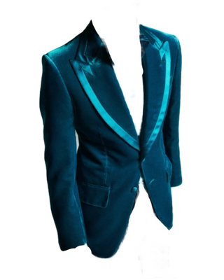 Tom Ford Velvet Single-Breasted Peak Lapel Evening Jacket Teal