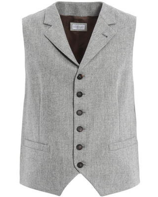 Brunello Cucinelli Melange Wool Notched Lapel Vest