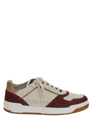 Brunello Cucinelli Leather and Suede Contrast Panel Low-Top Sneakers