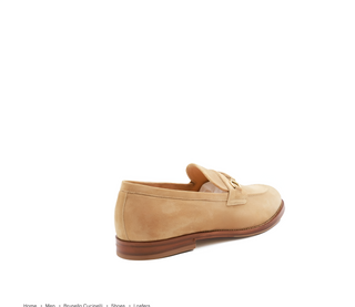 Brunello Cucinelli Mens Suede Sand Beige Horsebit Loafers with Buckle