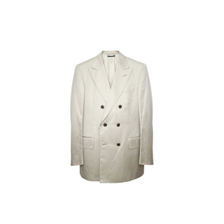 Tom Ford Linen Blend Peak Lapel Double-Breasted Blazer Pale Stone