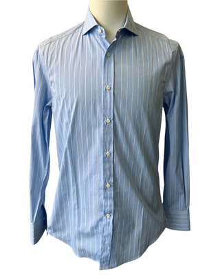 Brunello Cucinelli Cotton Pinstriped Point-Collar Dress Shirt