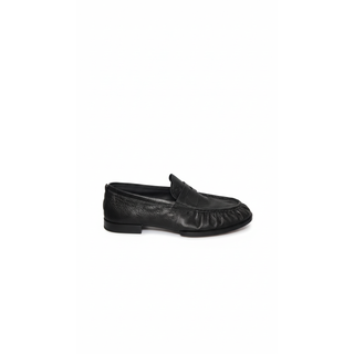 Tods Leather Penny Loafers with Gathered Toe Black