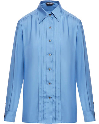 Tom Ford Silk Pleated Point-Collar Shirt