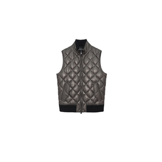 ZENGA Leather Quilted Vest with Ribbed Trim