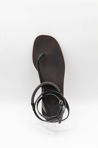 Brunello Cucinelli Brunello Cucinelli Leather Beaded Ankle-Strap Thong Sandals