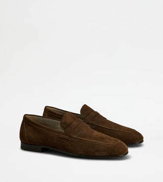 Tods Suede Penny Loafers in Brown