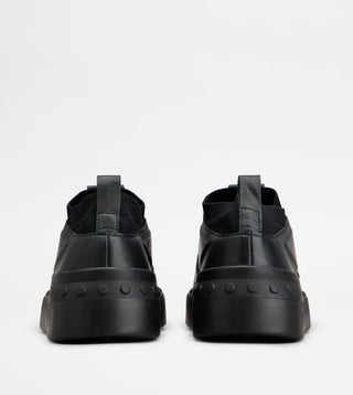Tods Mesh and Leather Elastic-Lace Low-Top Sneakers Black