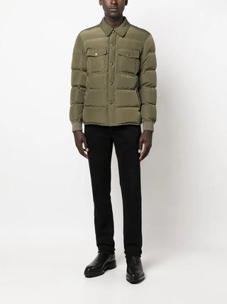 Tom Ford Nylon Padded Down Shirt Jacket in Olive Green