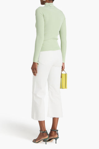 VICTORIA BECKHAM RIBBED COTTON-BLEND TURTLENECK TOP - Size M
