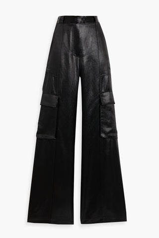 SIMKHAI BEATRIZ SATIN WIDE-LEG CARGO PANTS - Size 0