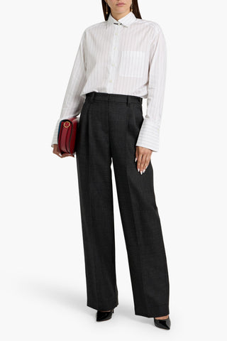 BRUNELLO CUCINELLI PLEATED PRINCE OF WALES CHECKED WOOL WIDE-LEG PANTS - Size 40
