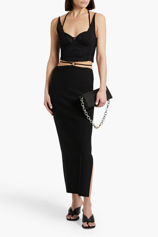 SIMKHAI SERIFINA CROPPED STRETCH-JERSEY AND LACE BUSTIER TOP - Size 0