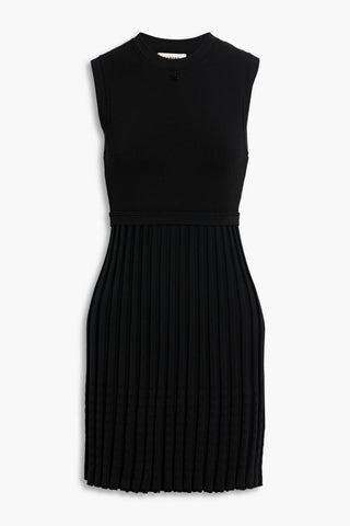 SANDRO PLEATED STRETCH-KNIT MINI DRESS - Size 38