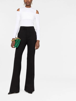 Tom Ford Crepe High-Waist Flared Trousers Black