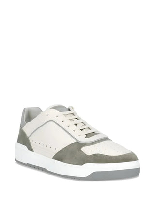 Brunello Cucinelli Ecru and Grey Paneled Low-Top Sneakers