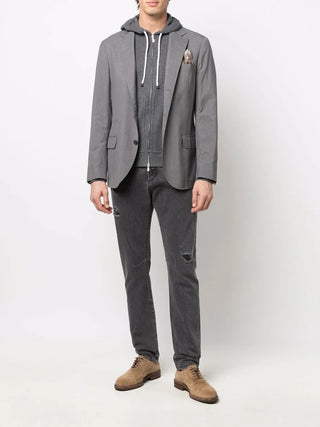 Brunello Cucinelli Washed Distressed Grey Denim Jeans