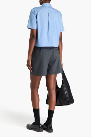 THEORY COTTON-BLEND POPLIN SHIRT - Size S