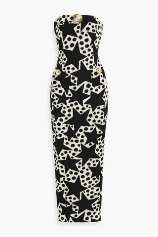 AREA STRAPLESS EMBELLISHED COTTON-BLEND JACQUARD MAXI DRESS - Size 8