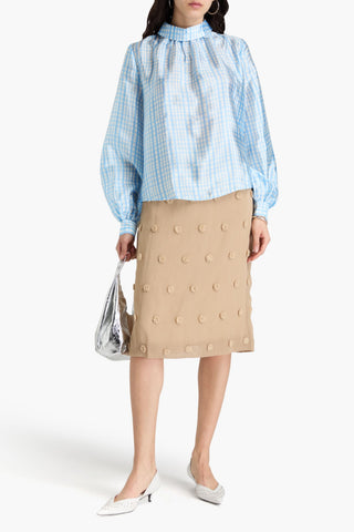 STINE GOYA CHECKED SATIN BLOUSE - Size XXS