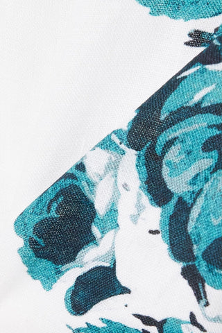 ERDEM ROMI CROPPED FLORAL-PRINT LINEN TOP - Size 6