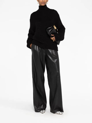 Tom Ford Ribbed Knit Oversized Turtleneck Sweater Black