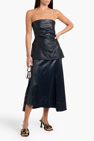 PROENZA SCHOULER STRAPLESS DRAPED LEATHER TOP - Size 2