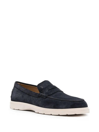 Tods Suede Penny Loafers with Lug Sole