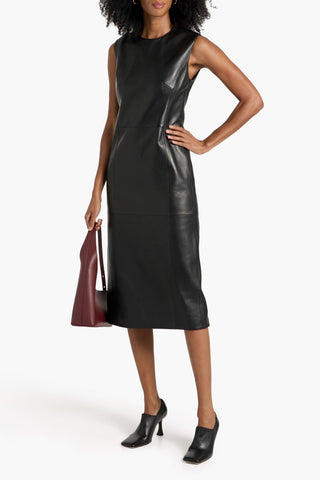 VERONICA DE PIANTE GRACE LEATHER MIDI DRESS - Size 46