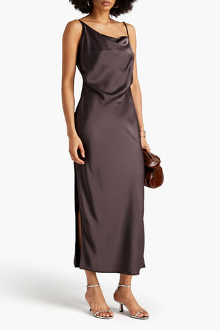 NANUSHKA LENNIE DRAPED SATIN MIDI SLIP DRESS - Size S