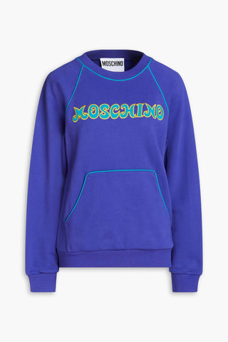 MOSCHINO EMBROIDERED FRENCH COTTON-TERRY SWEATSHIRT - Size 42