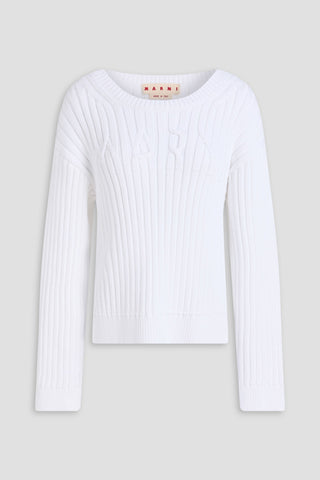 MARNI RIBBED COTTON-BLEND SWEATER - Size 40
