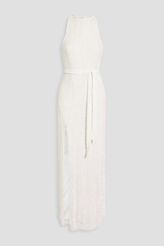 RETROFÊTE TZILLY BELTED SEQUINED CHIFFON MAXI DRESS - Size XS