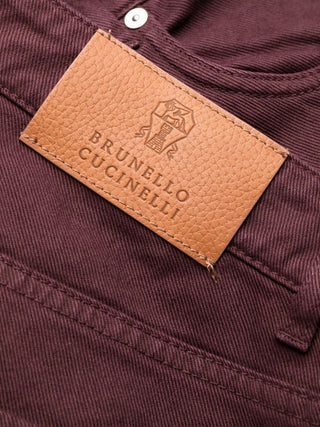 Brunello Cucinelli Soft Blend Straight-Leg Trousers in Maroon