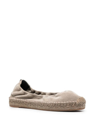Brunello Cucinelli Roccia Suede Ruched Espadrilles with Beaded Trim