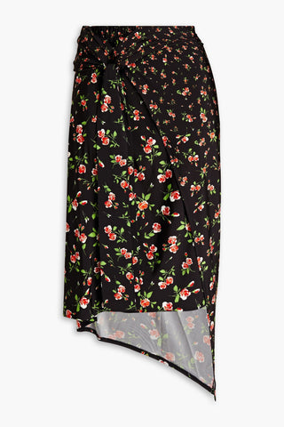 RABANNE WRAP-EFFECT FLORAL-PRINT STRETCH-JERSEY SKIRT - Size 36