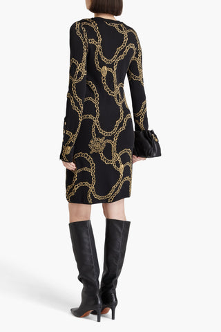 CAMILLA METALLIC JACQUARD-KNIT MINI DRESS - Size XS