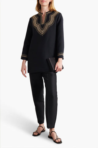 NILI LOTAN KARINE EMBROIDERED WOOL AND SILK-BLEND TUNIC - Size 2