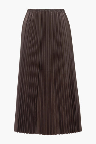VALENTINO GARAVANI PLEATED LEATHER MIDI SKIRT - Size 36