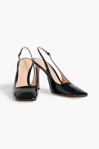 GIANVITO ROSSI CHRISTINA GLOSSED-LEATHER SLINGBACK PUMPS - Size 40