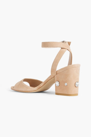 STUART WEITZMAN ALSHN 75 CRYSTAL-EMBELLISHED SUEDE SANDALS - Size 6.5