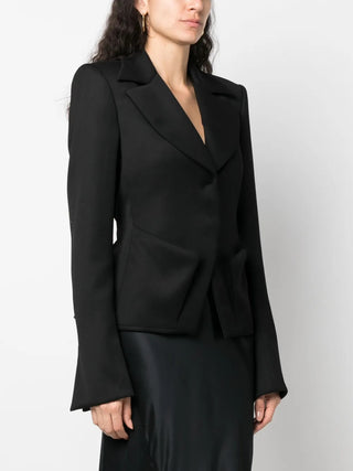 Tom Ford Crepe Fitted Peplum Blazer with Flap Pockets