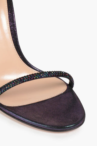 GIANVITO ROSSI EMBELLISHED IRIDESCENT SUEDE SANDALS - Size 40