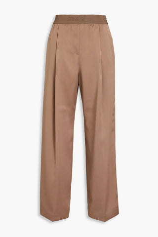 STINE GOYA CIARA PLEATED SATIN-TWILL WIDE-LEG PANTS - Size S