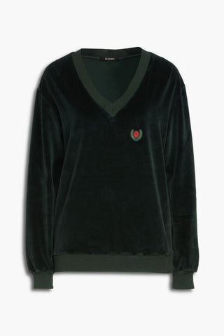 YEEZY APPLIQUD COTTON-BLEND VELOUR SWEATSHIRT - Size L